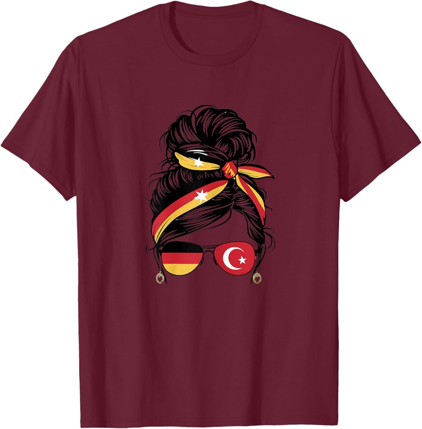 Türkiye Deutschland Flagge Türkisch Deutsch Mädchen Damen T-Shirt - T-Shirt | Maroon