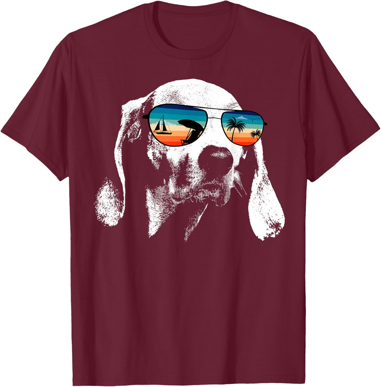 AMERICAN FOXHOUND Shirts With Glasses Sunglasses Retro Style T-Shirt - T-Shirt | Maroon