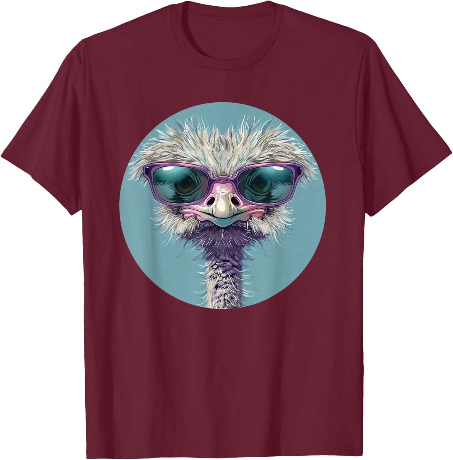 Funny bespectacled Ostrich with Sunglasses Costume T-Shirt - T-Shirt | Maroon