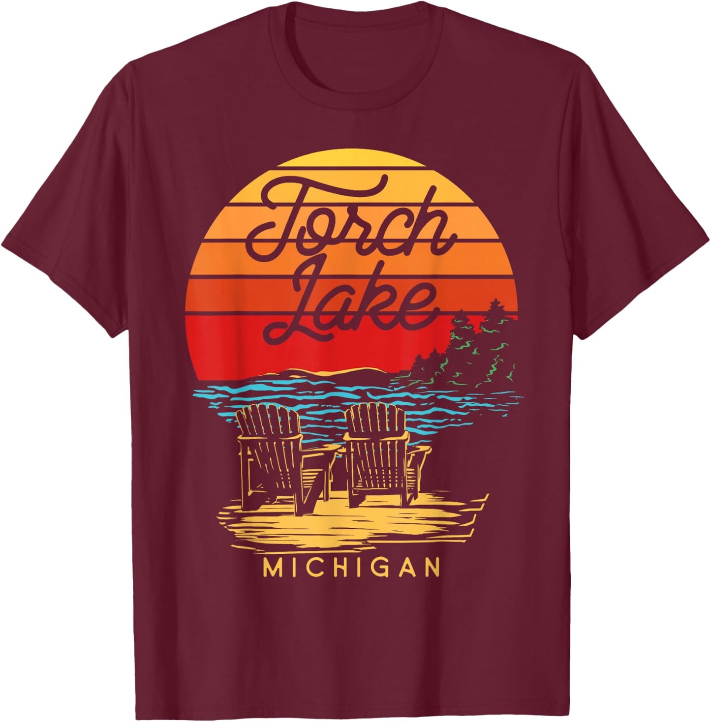 Torch Lake Michigan USA Beach Fun Vacation Souvenir DA1 T-Shirt - T-Shirt | Maroon