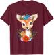 Floral Crown Baby Deer - Hunting Wildlife Forest Animal T-Shirt - T-Shirt | Maroon