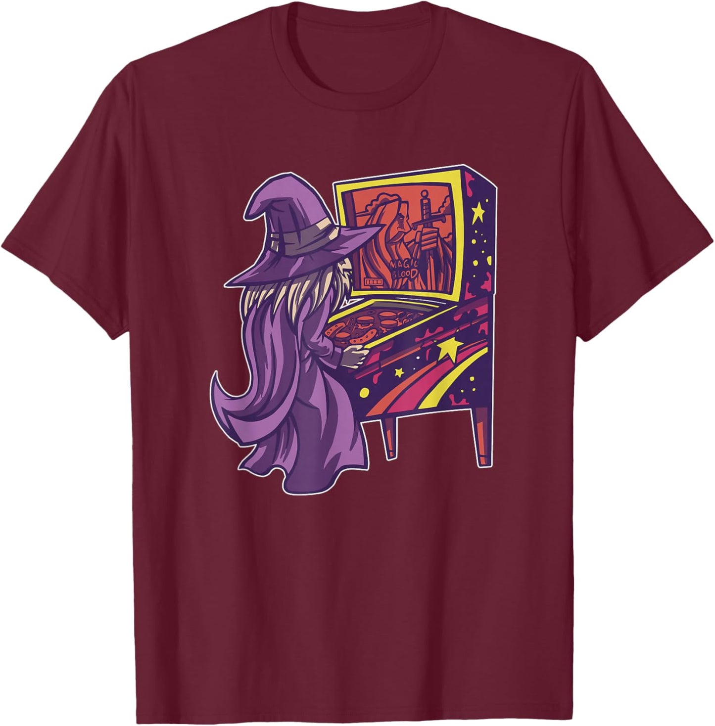 Pinball Wizard Retro Arcade Video Game 70s 80s Funny Gamer T-Shirt - T-Shirt | Maroon