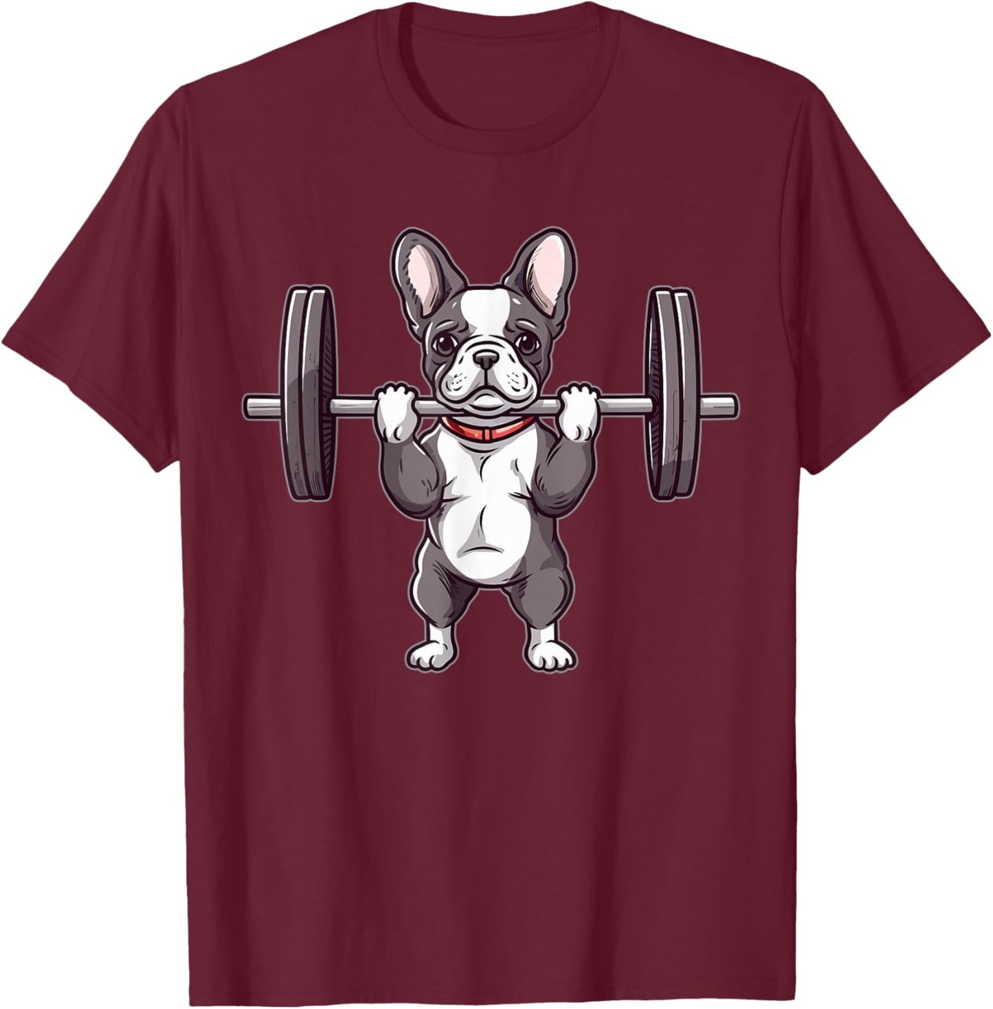 French Bulldog Weightlifting Funny Deadlift Men Fitness Gym T-Shirt - T-Shirt | Maroon