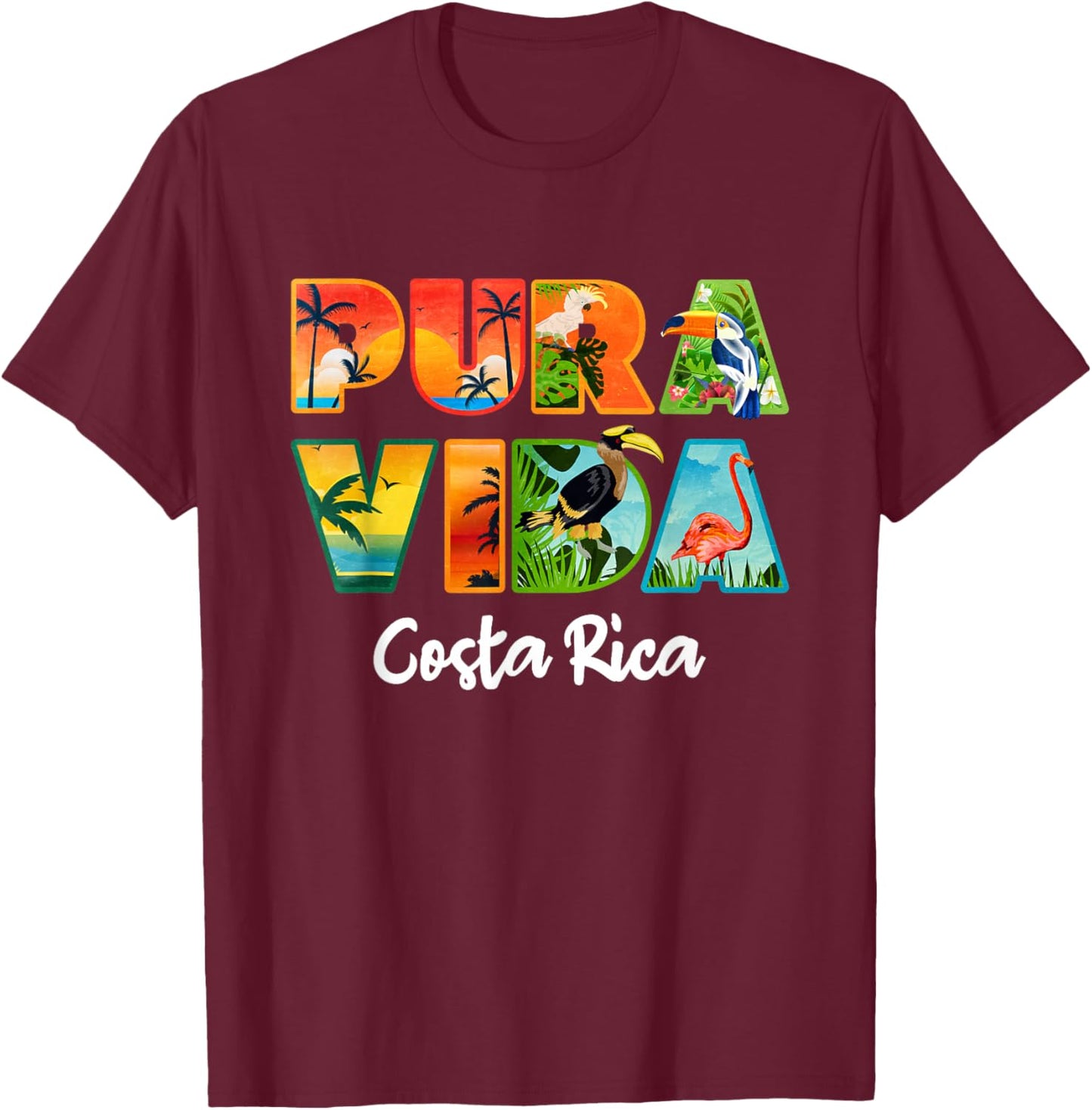Pura Vida Costa Rica Souvenir - Cool Central America Travel T-Shirt - T-Shirt | Maroon