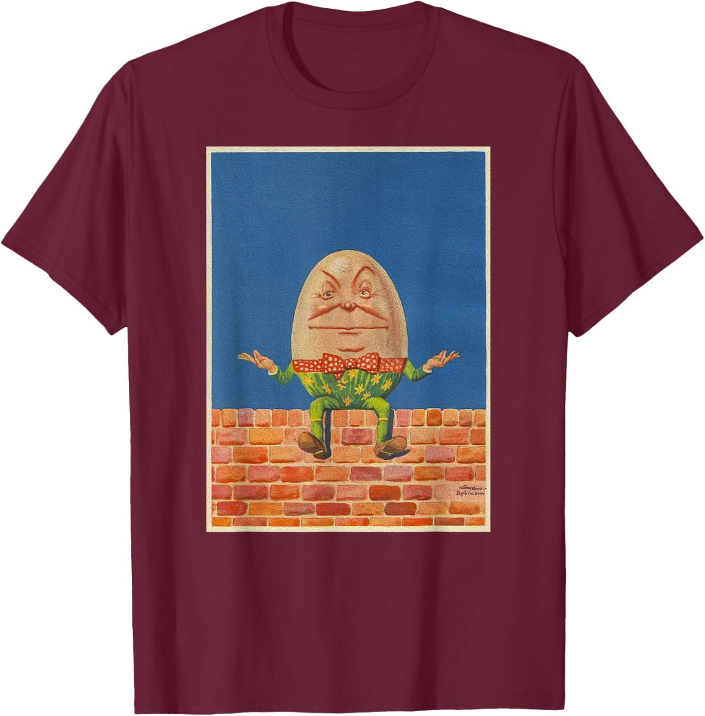 Feel Good Retro Fairytale Art-Vintage Humpty Dumpty T-Shirt - T-Shirt | Maroon