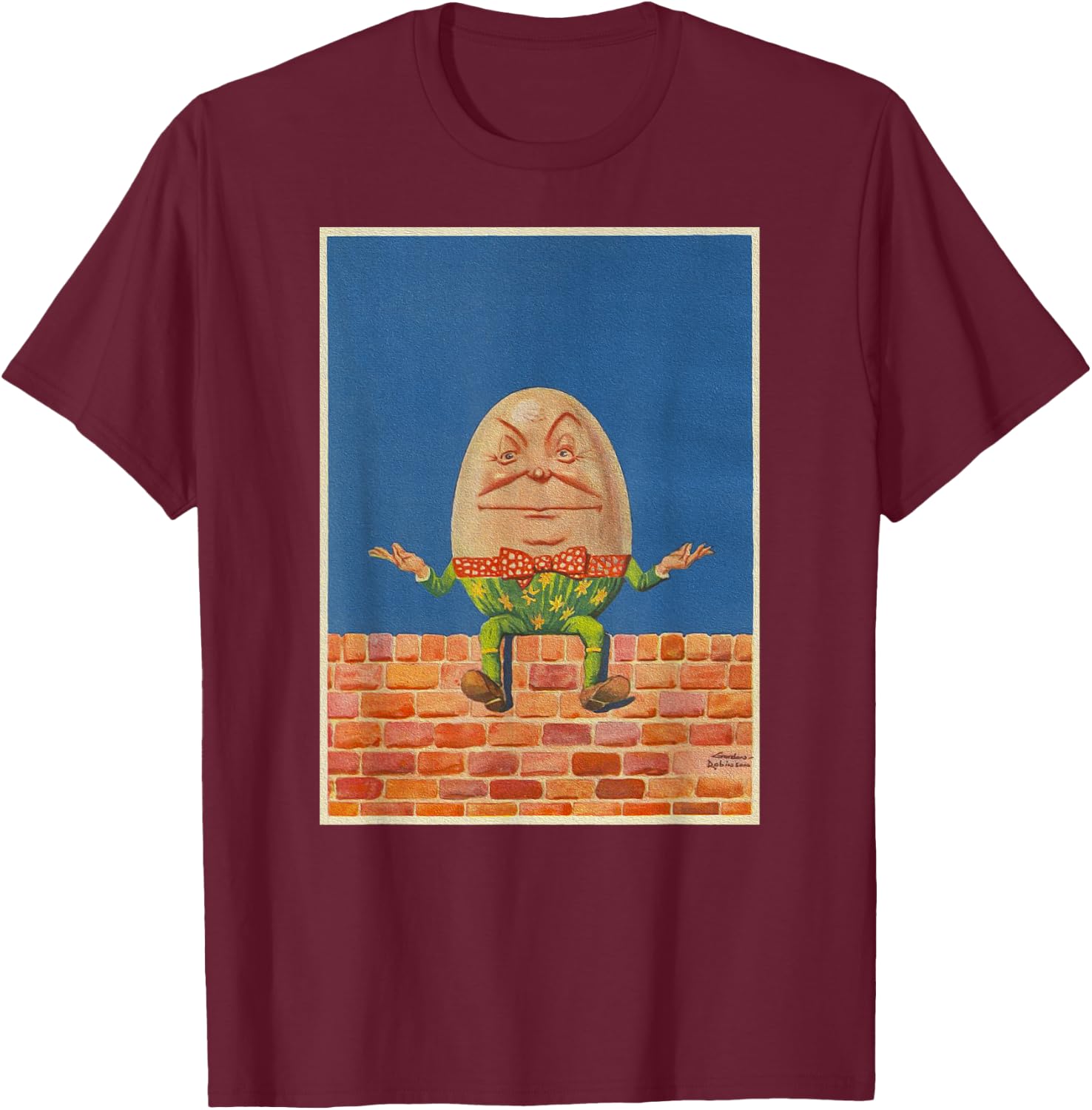 Feel Good Retro Fairytale Art-Vintage Humpty Dumpty T-Shirt - T-Shirt | Maroon