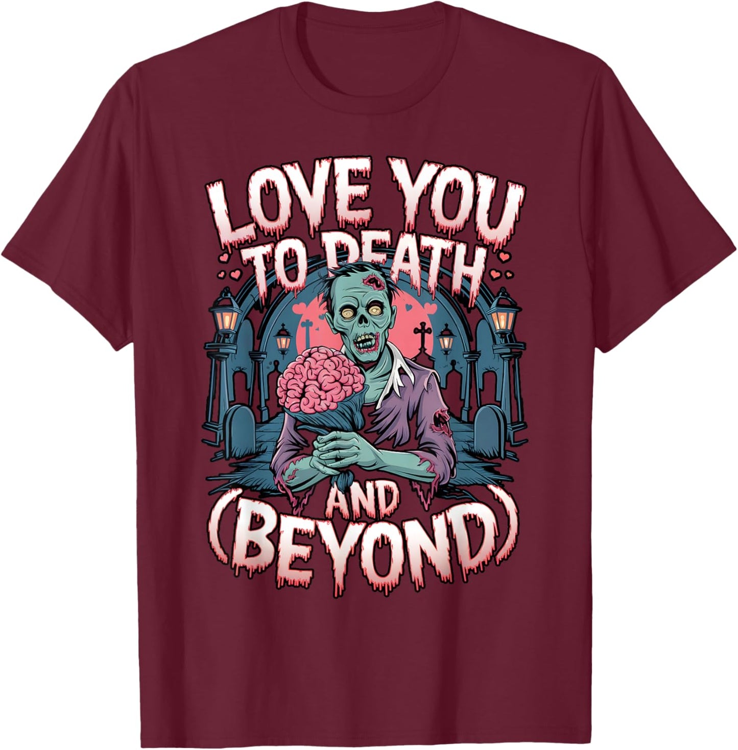 Love You to Death Dark Romance Valentine's Day Horror Couple T-Shirt - T-Shirt | Maroon
