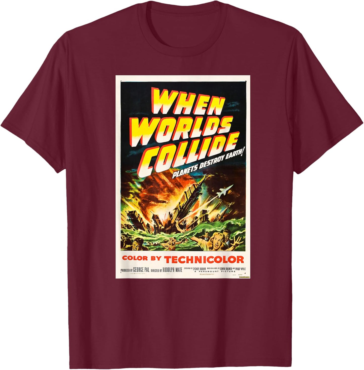 When Worlds Collide - Vintage Movie Poster T-Shirt - T-Shirt | Maroon