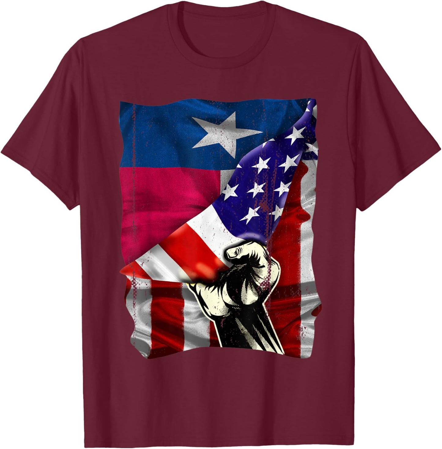 Texas State Flag Distressed US American Patriotic TX Kids Men T-Shirt - T-Shirt | Maroon