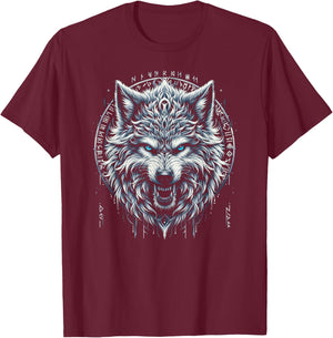 Fenrir Wolf Viking Celtic T-Shirt - T-Shirt | Maroon
