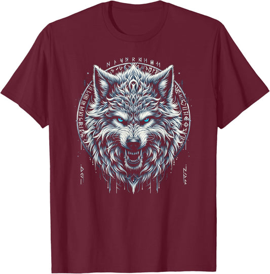 Fenrir Wolf Viking Celtic T-Shirt - T-Shirt | Maroon