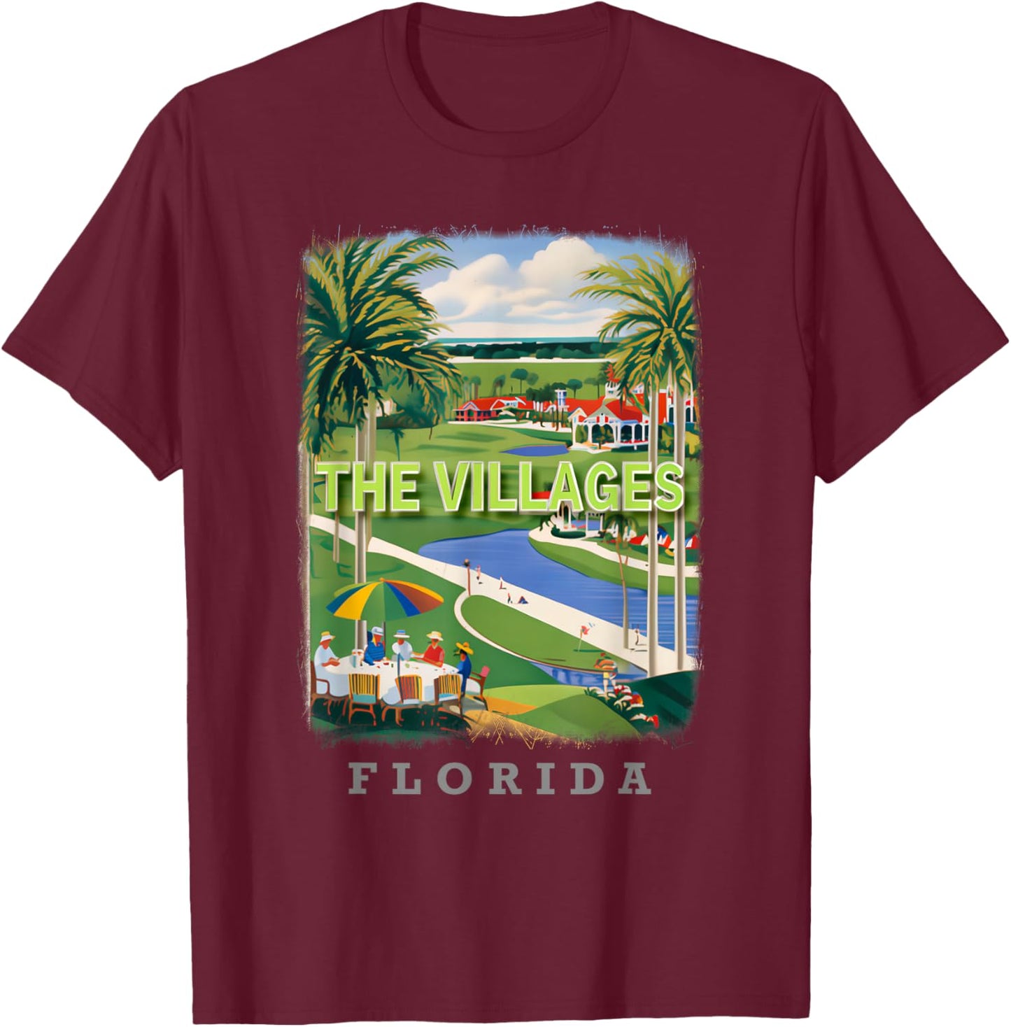 The Villages Florida FL Golfing Paradise SD113 T-Shirt - T-Shirt | Maroon