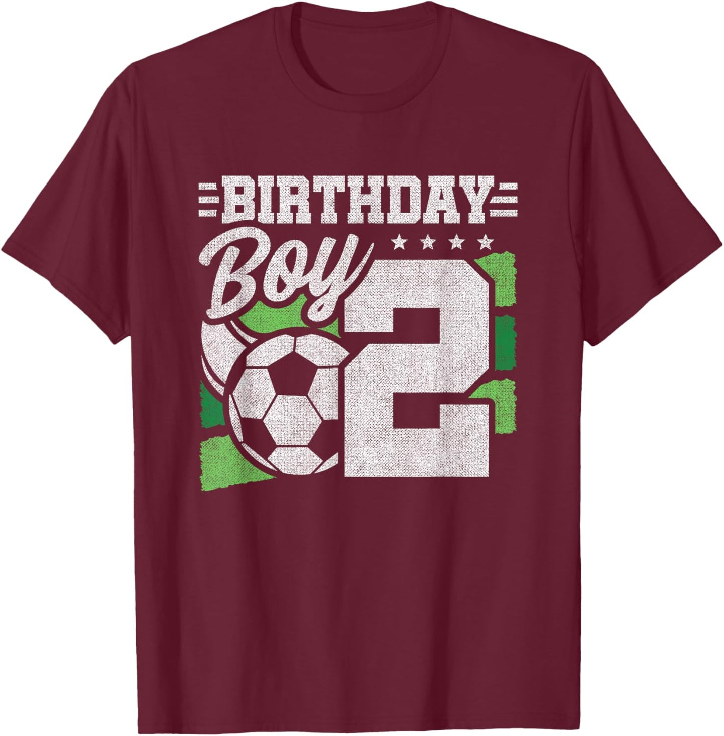 2 Year Old Soccer Birthday - Boys 2nd Birthday Soccer T-Shirt - T-Shirt | Maroon