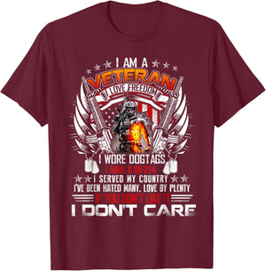 I Am A Veteran I Love Freedom My Country T-Shirt - T-Shirt | Maroon