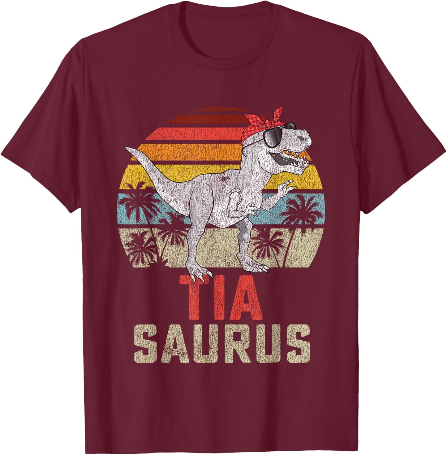 Tiasaurus T Rex Dinosaur Tia Saurus Family Matching T-Shirt - T-Shirt | Maroon