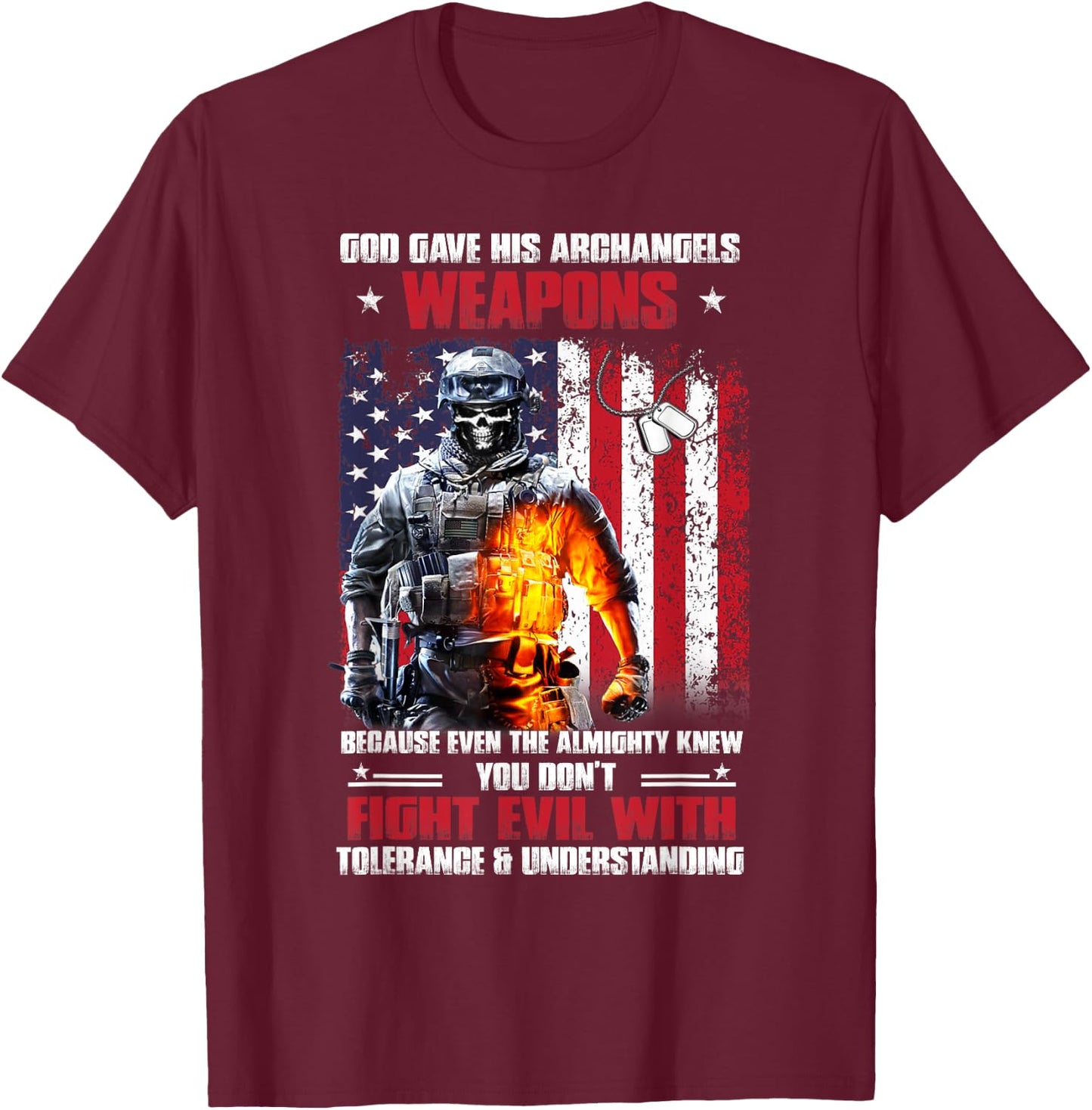 Veteran God Gave His Archangels Weapons T-Shirt - T-Shirt | Maroon