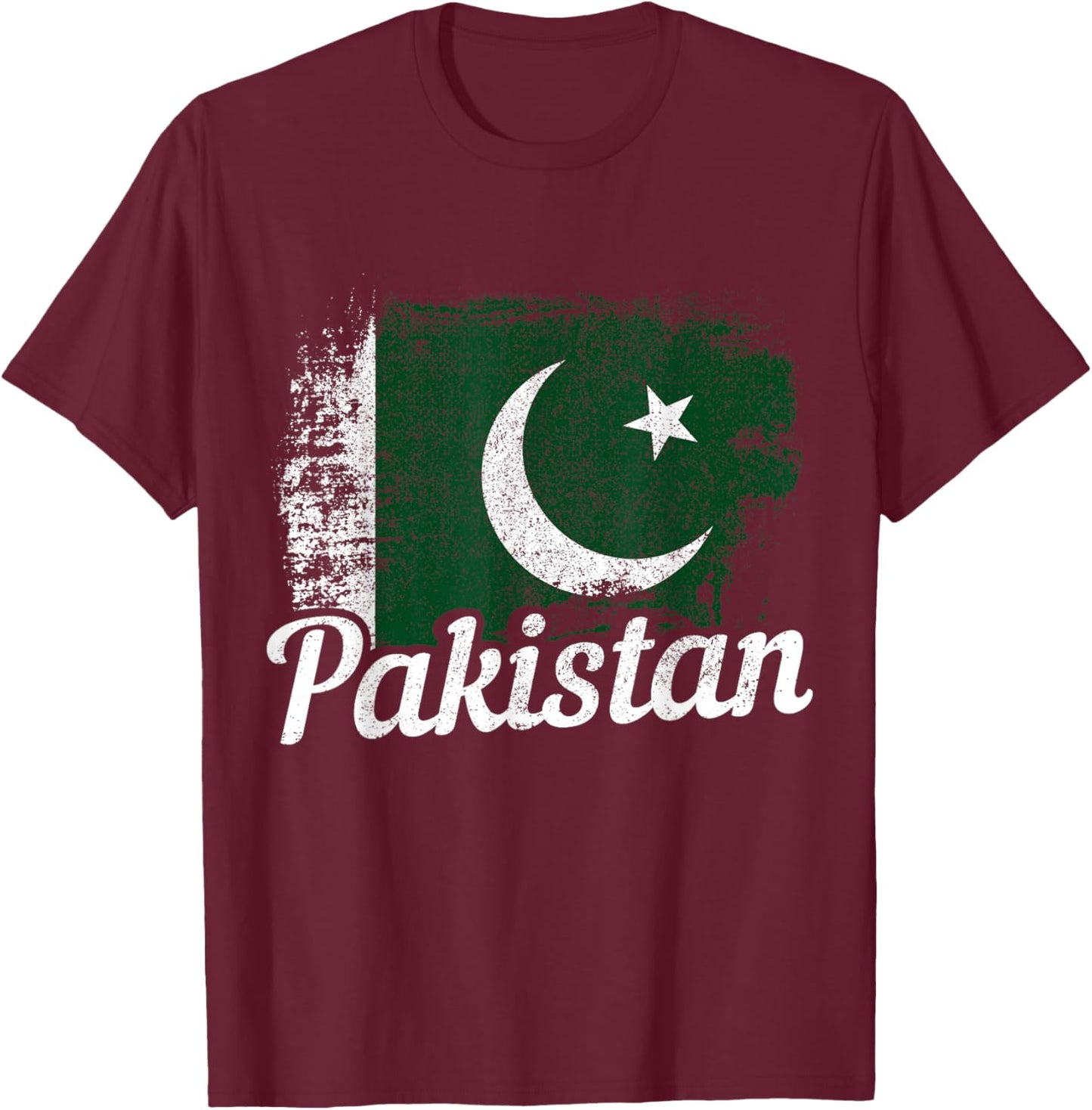 Pakistan Flag Vintage Pakistani T-Shirt - T-Shirt | Maroon