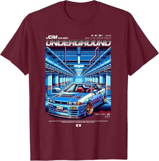 Cool Retro Vintage Japanese JDM Tokyo Japan Drift Race Car T-Shirt - T-Shirt | Maroon