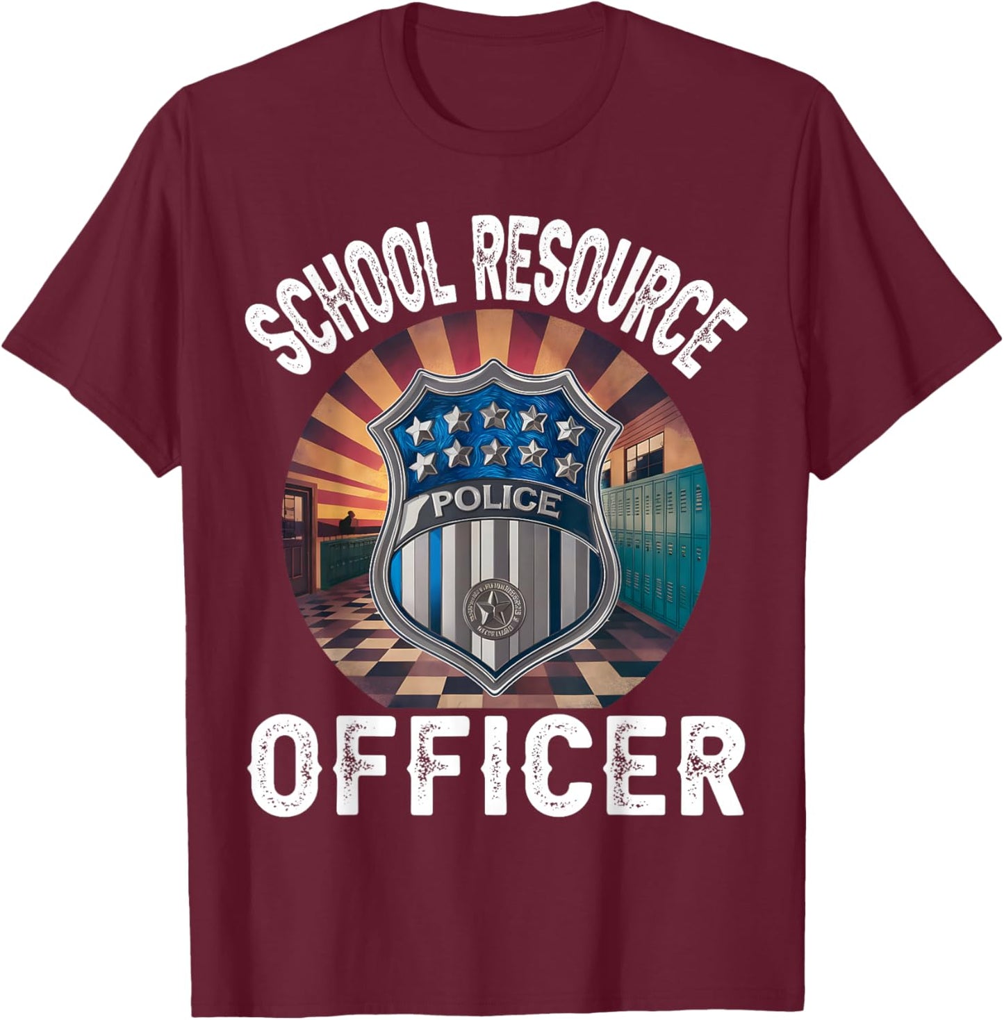 School Resource Officer Retro Badge SRO Police Men Women T-Shirt - T-Shirt | Maroon