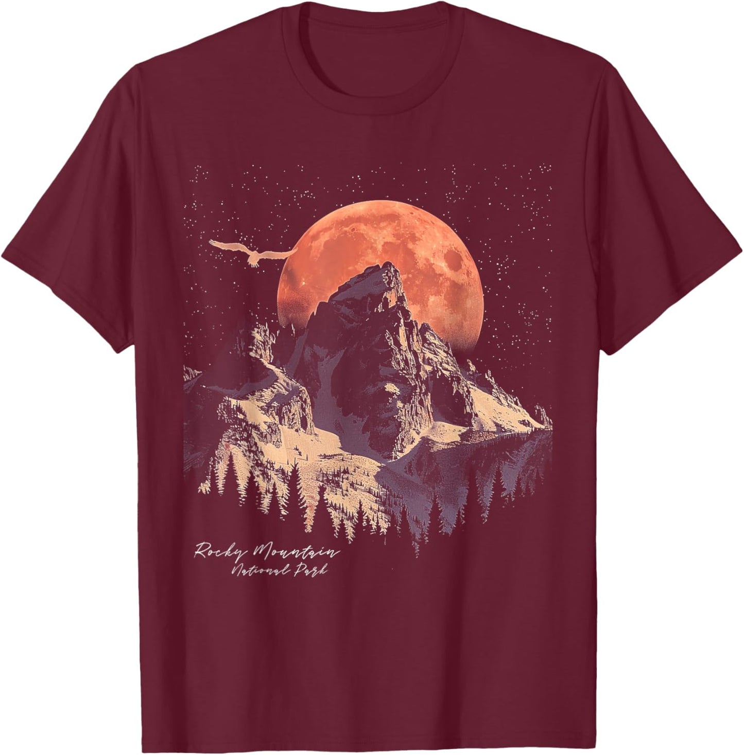 Rocky Mountain - US National Park Vintage Men Women Retro T-Shirt - T-Shirt | Maroon