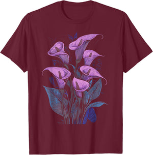 Purple Calla Lily Flower Plant Lover Floral T-Shirt - T-Shirt | Maroon