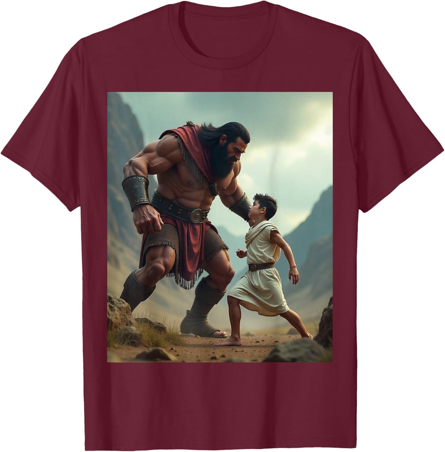 David and Goliath Bible Book of Samuel King David T-Shirt - T-Shirt | Maroon