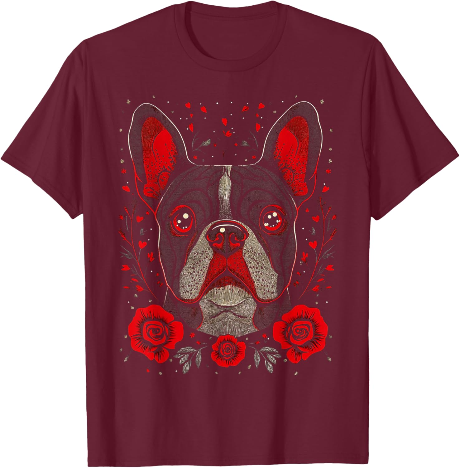 Motif bouledogue français T-Shirt - T-Shirt | Maroon
