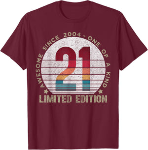 21 Year Old Gifts Vintage 2004 Limited Edition 21st Birthday T-Shirt - T-Shirt | Maroon