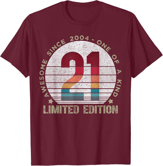 21 Year Old Gifts Vintage 2004 Limited Edition 21st Birthday T-Shirt - T-Shirt | Maroon