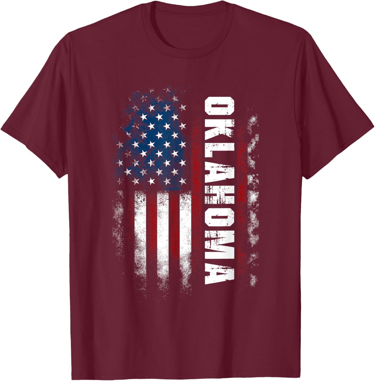 Oklahoma USA American Flag Patriotic T-Shirt - T-Shirt | Maroon