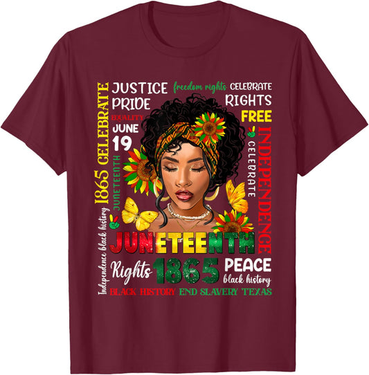 Juneteenth Shirts Celebrating Black Freedom 1865 Black Women T-Shirt - T-Shirt | Maroon