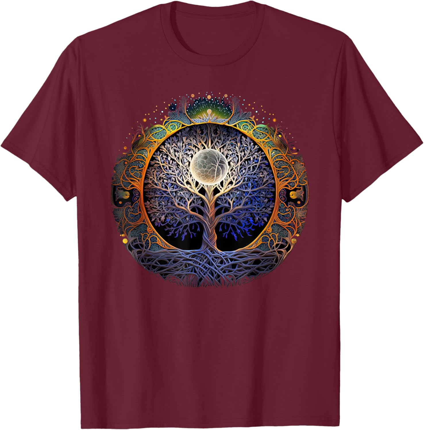 Tree Of Life Yoga Zen Namaste Meditation T-Shirt - T-Shirt | Maroon