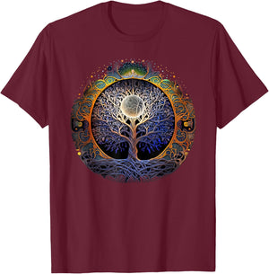 Tree Of Life Yoga Zen Namaste Meditation T-Shirt - T-Shirt | Maroon
