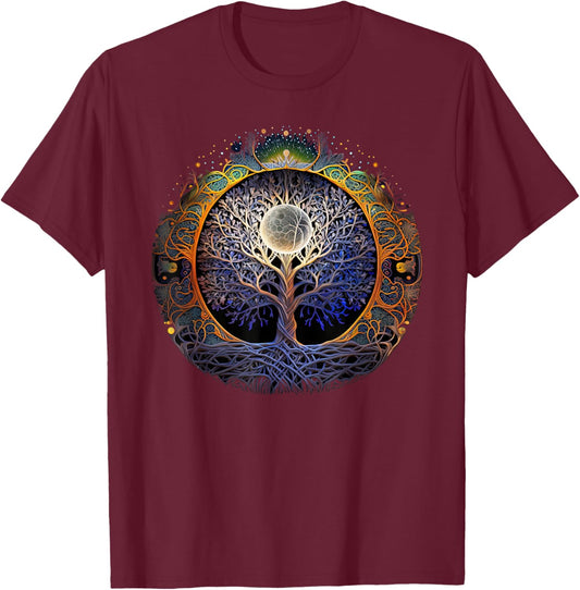 Tree Of Life Yoga Zen Namaste Meditation T-Shirt - T-Shirt | Maroon