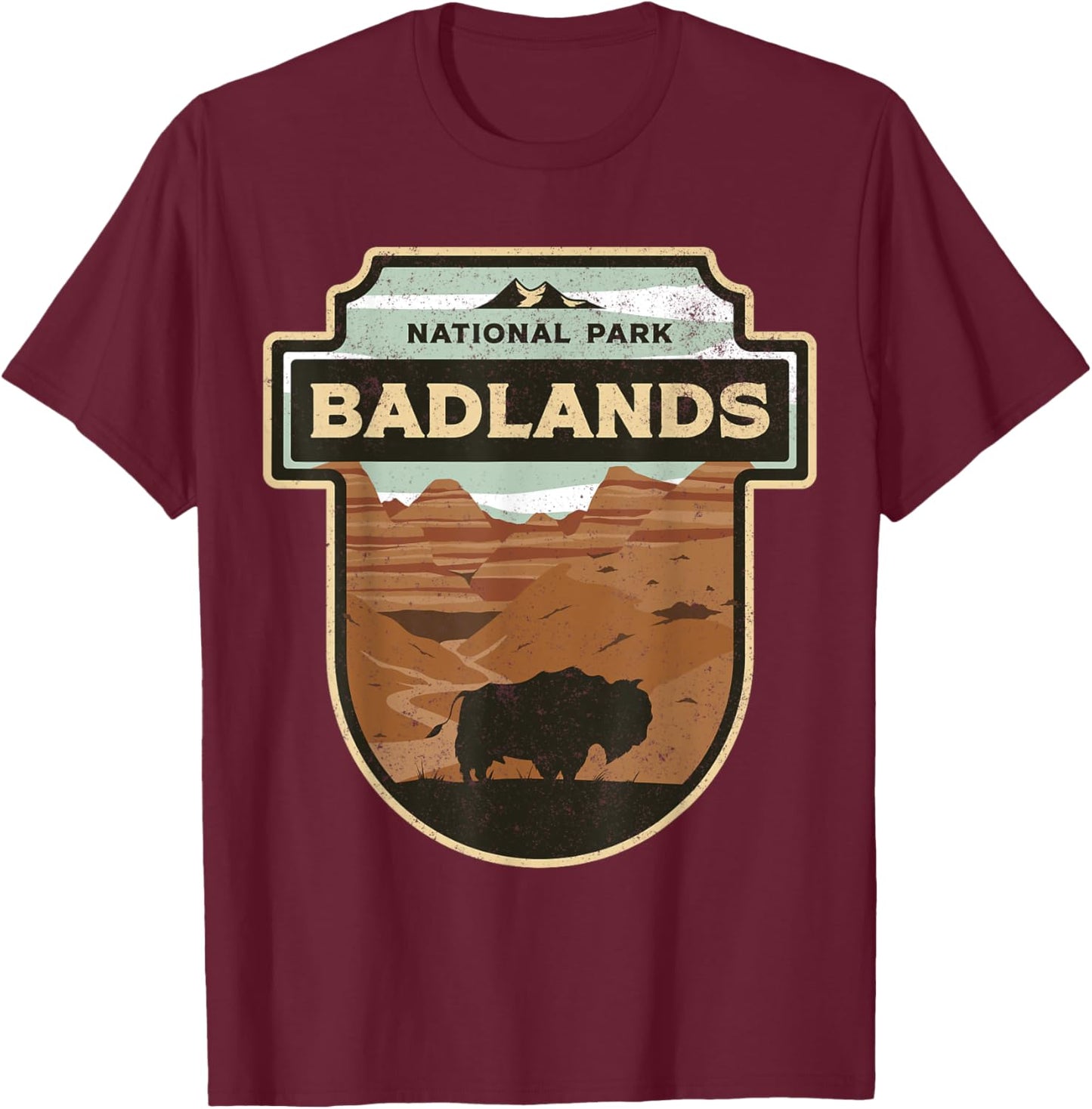 National Park Badlands South Dakota The Mount Rushmore State T-Shirt - T-Shirt | Maroon