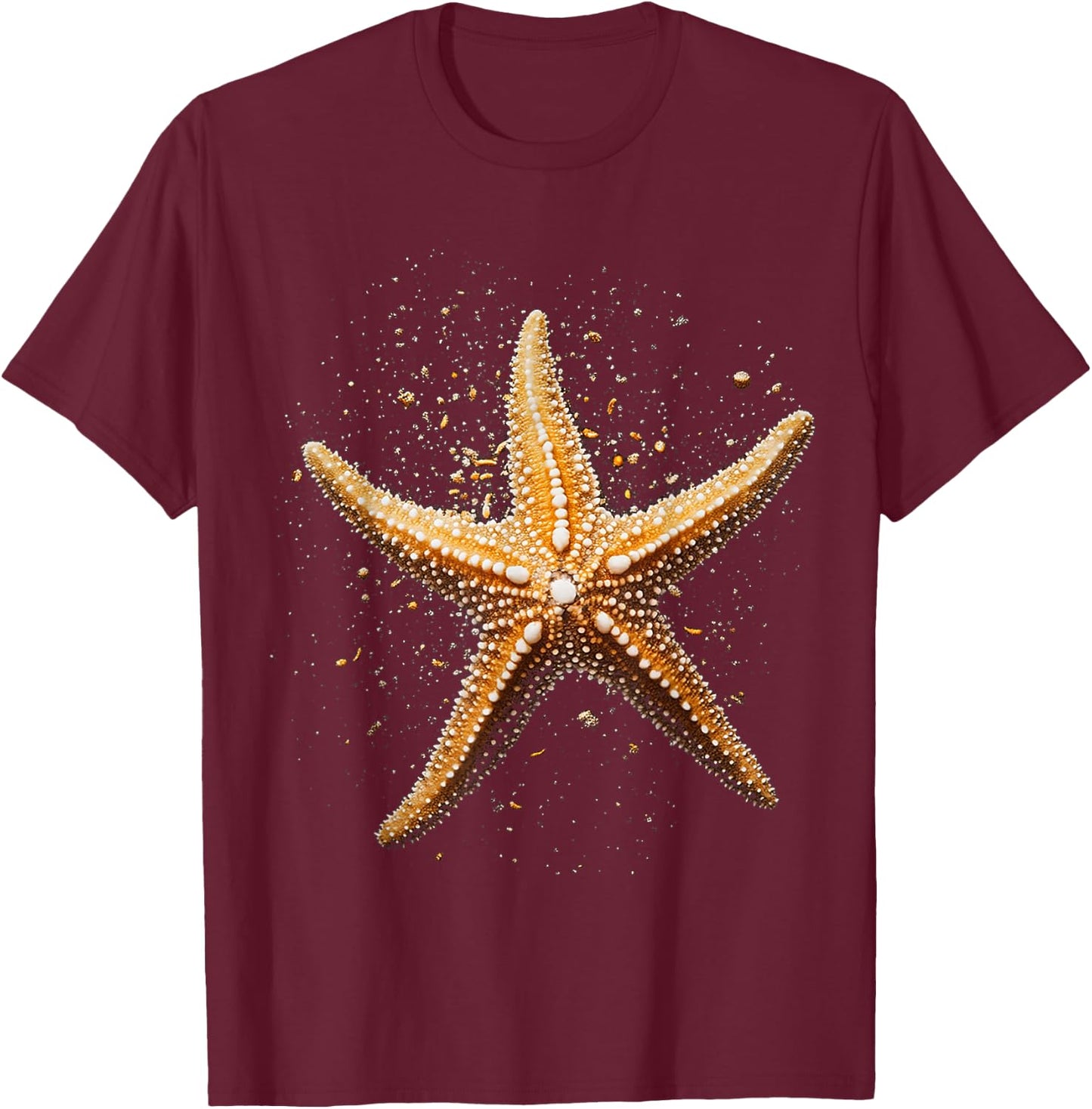 Starfish Animal Motif Artwork Starfish T-Shirt - T-Shirt | Maroon
