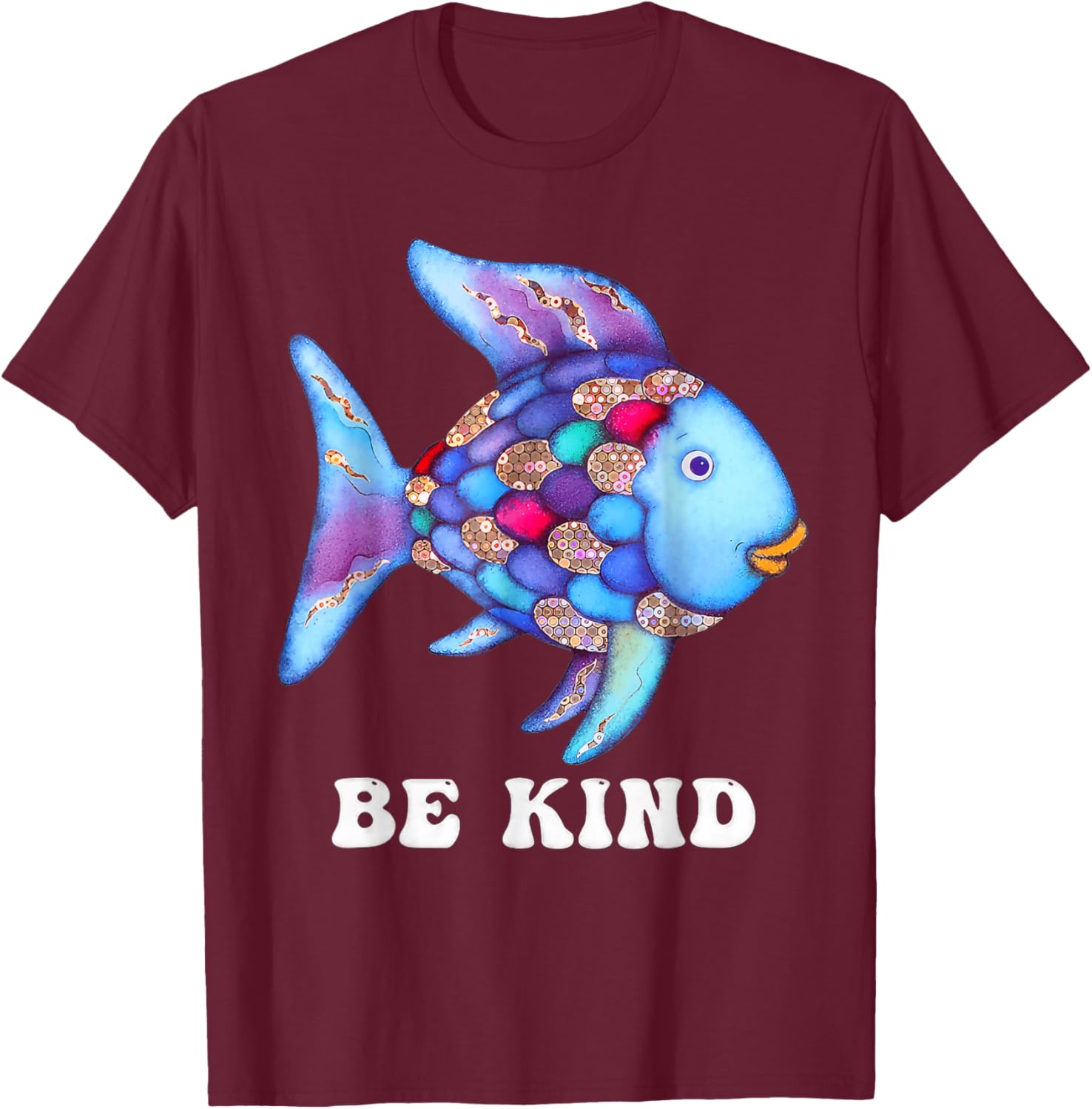 Be Kind Rainbow Fish Teacher Life Teaching Back to School T-Shirt - T-Shirt | Maroon
