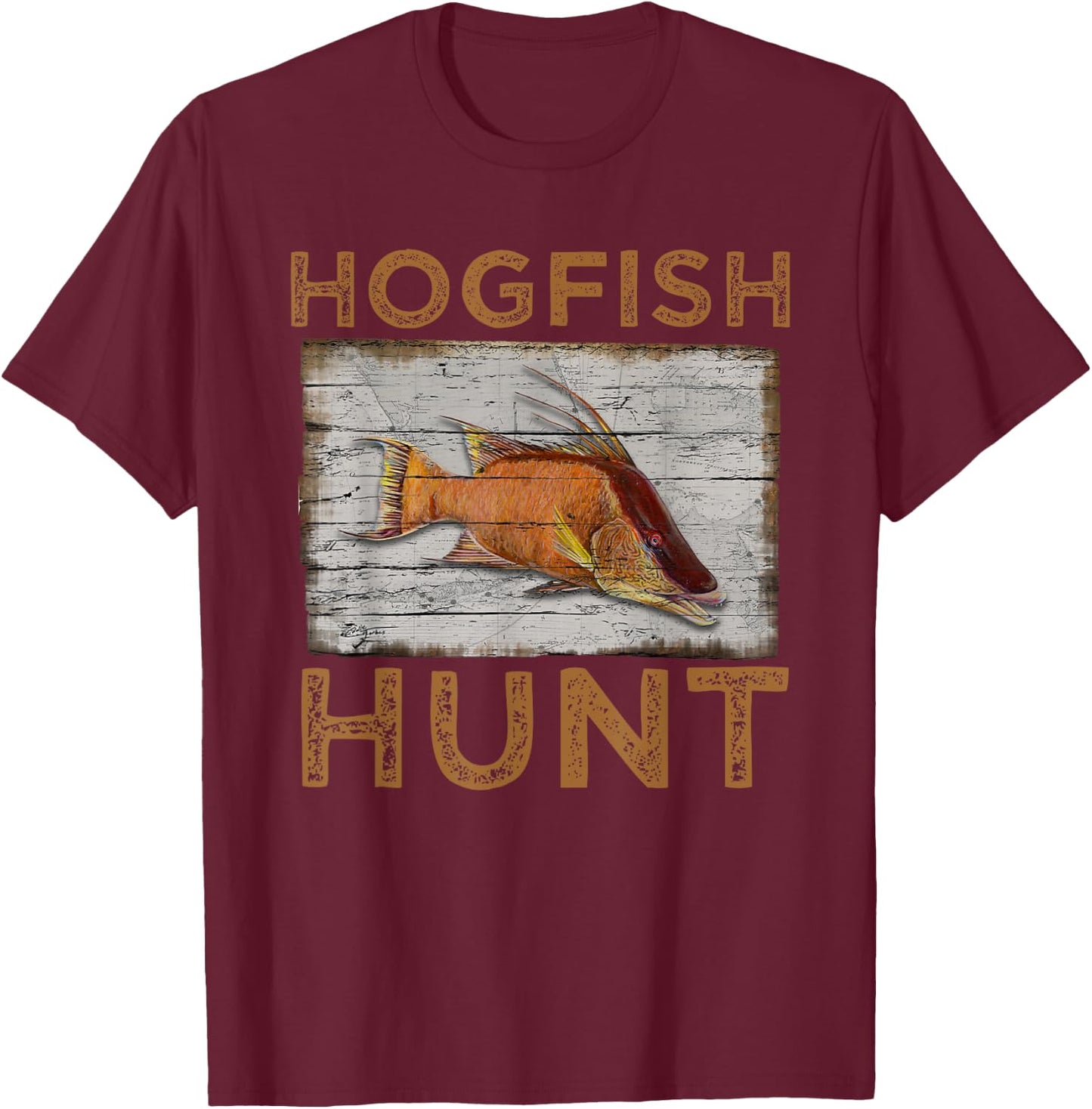 Hogfish Hunt | Funny Spearfishing Gift | Florida Fishing T-Shirt - T-Shirt | Maroon