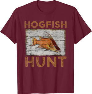 Hogfish Hunt | Funny Spearfishing Gift | Florida Fishing T-Shirt - T-Shirt | Maroon