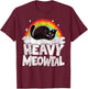 Heavy Meowtal Cat Retro Rainbow Satanic Funny Heavy Metal T-Shirt - T-Shirt | Maroon