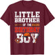 Little Brother Of The Birthday Boy Baseball Bday Family T-Shirt - T-Shirt | Maroon