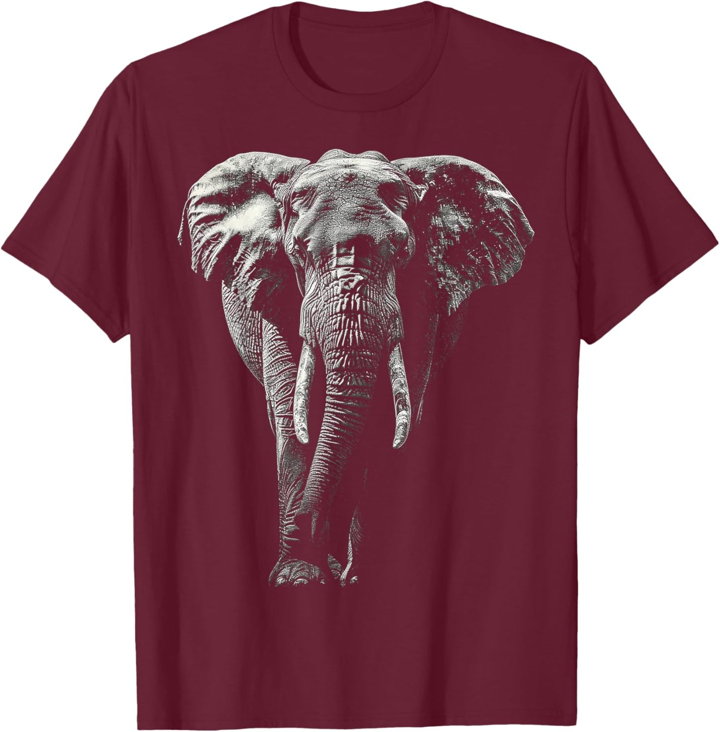 Elephant Lover Drawing Animal Art Graphic Elephant T-Shirt - T-Shirt | Maroon