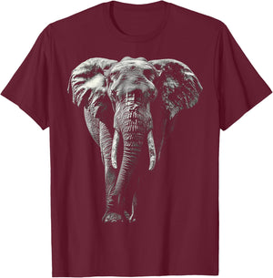 Elephant Lover Drawing Animal Art Graphic Elephant T-Shirt - T-Shirt | Maroon