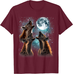 3 Hyena Moon Howling Hyena Head Funny , Women, Kid T-Shirt - T-Shirt | Maroon