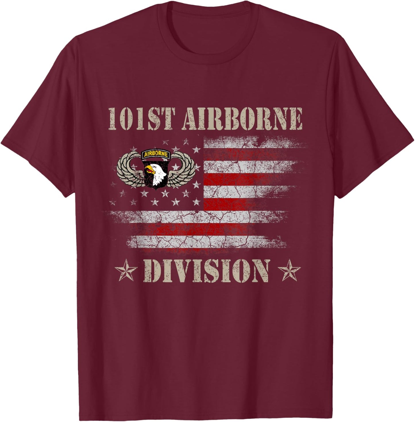 U.S 101st Airborne Division Veteran Veterans Day Gift T-Shirt - T-Shirt | Maroon