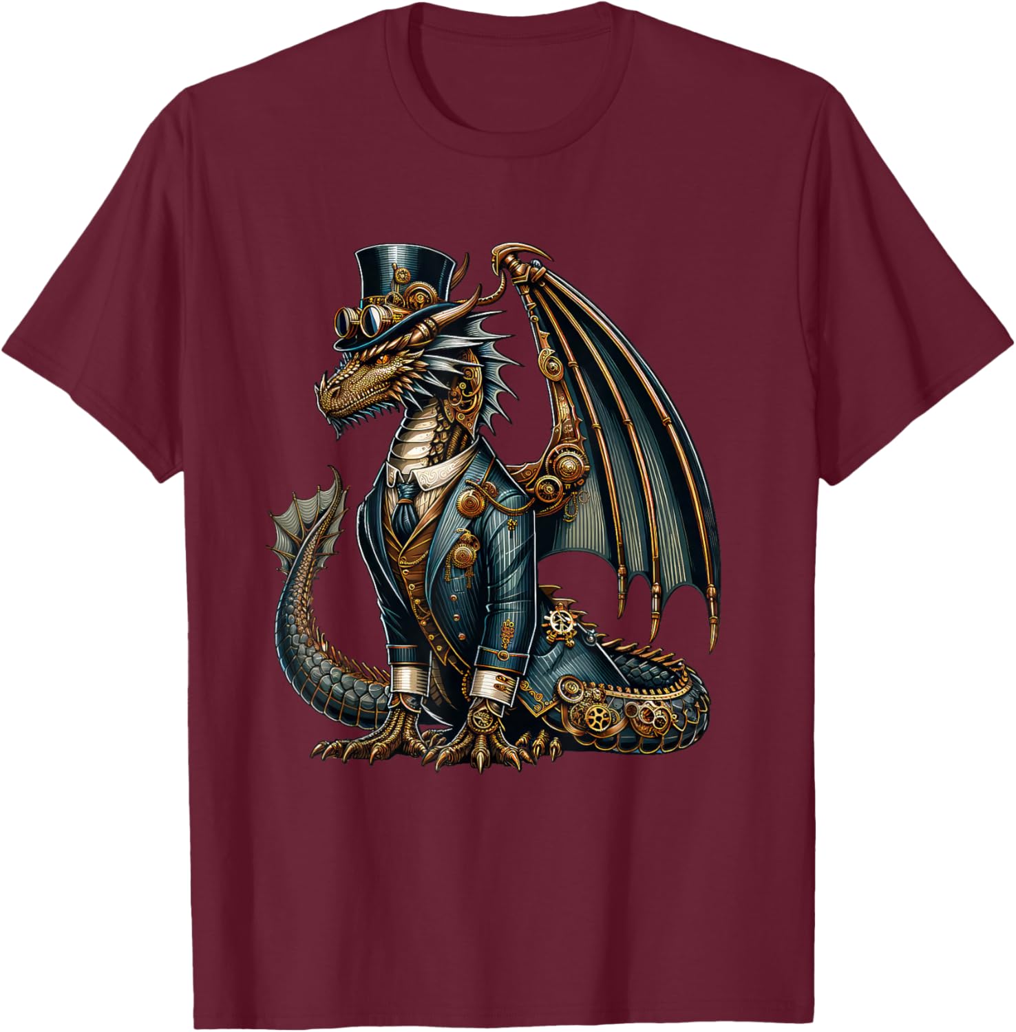 Steampunk Dragon Women Men Kids Steampunk Dragon T-Shirt - T-Shirt | Maroon