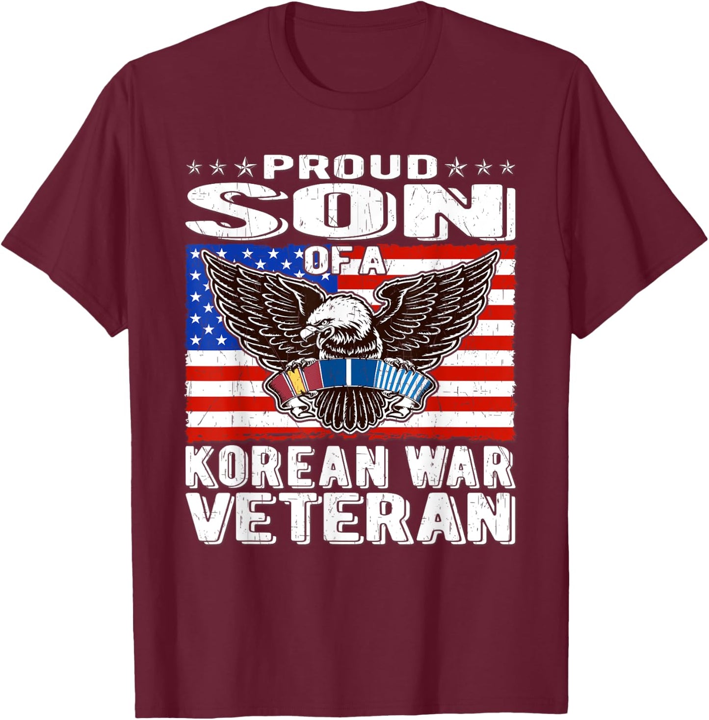 Proud Son Of Korean War Veteran - Military Vet's Child Gift T-Shirt - T-Shirt | Maroon