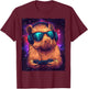 Funny - Capybara Video Games - , Black, Small, Short Sleeve, , Modern, Cartoon, Fun, All Seasons T-Shirt - T-Shirt | Maroon
