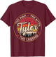 Tyler The Man The Myth The Legend Personalized Name T-Shirt - T-Shirt | Maroon