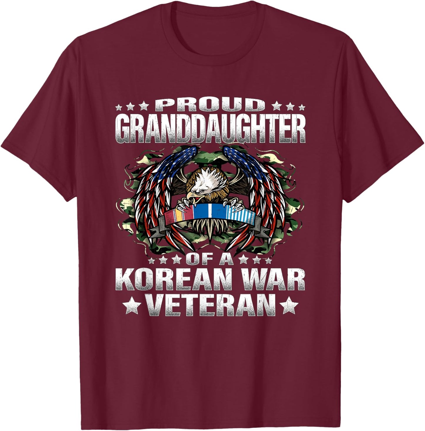 Proud Granddaughter Of A Korean War Veteran Vet's Family T-Shirt - T-Shirt | Maroon